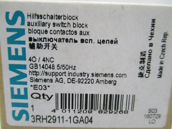 SIEMENS 3RH2911-1GA04 240V 10A NSMP