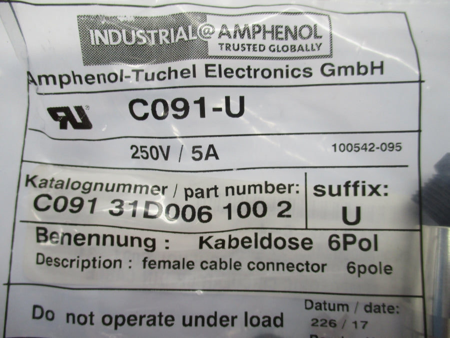 AMPHENOL C09131D0061002 C091-U 250V 5A NSMP