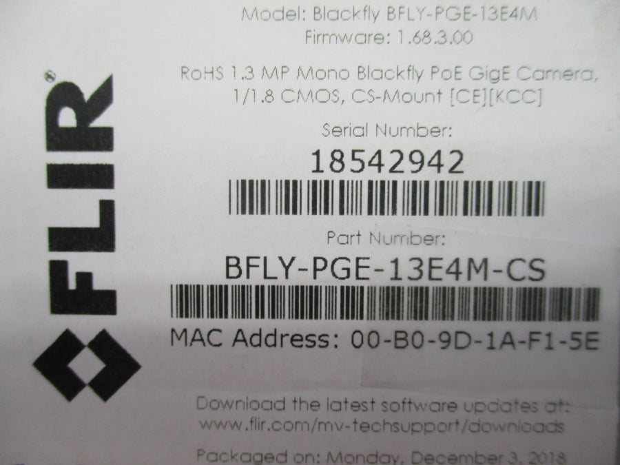 FLIR BFLY-PGE-13E4M-CS NSMP