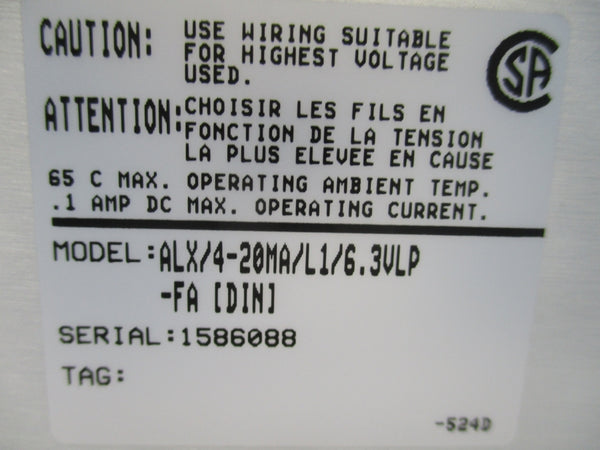 MOORE INDUSTRIES ALX/4-20MA/L1/6.3VLP-FA[DIN] NSNP