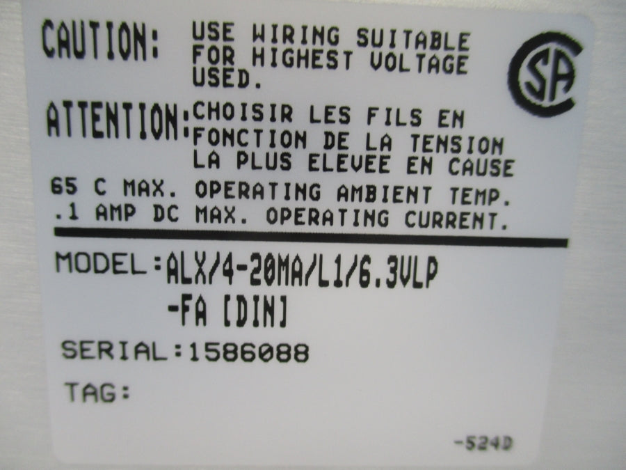 MOORE INDUSTRIES ALX/4-20MA/L1/6.3VLP-FA[DIN] NSNP