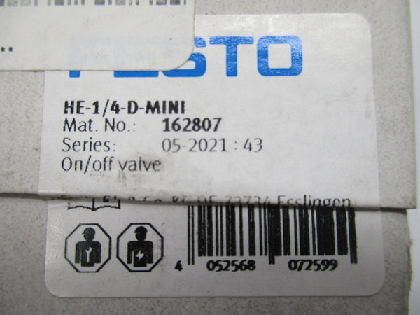 FESTO HE-1/4-D-MINI 162807 240PSI NSMP
