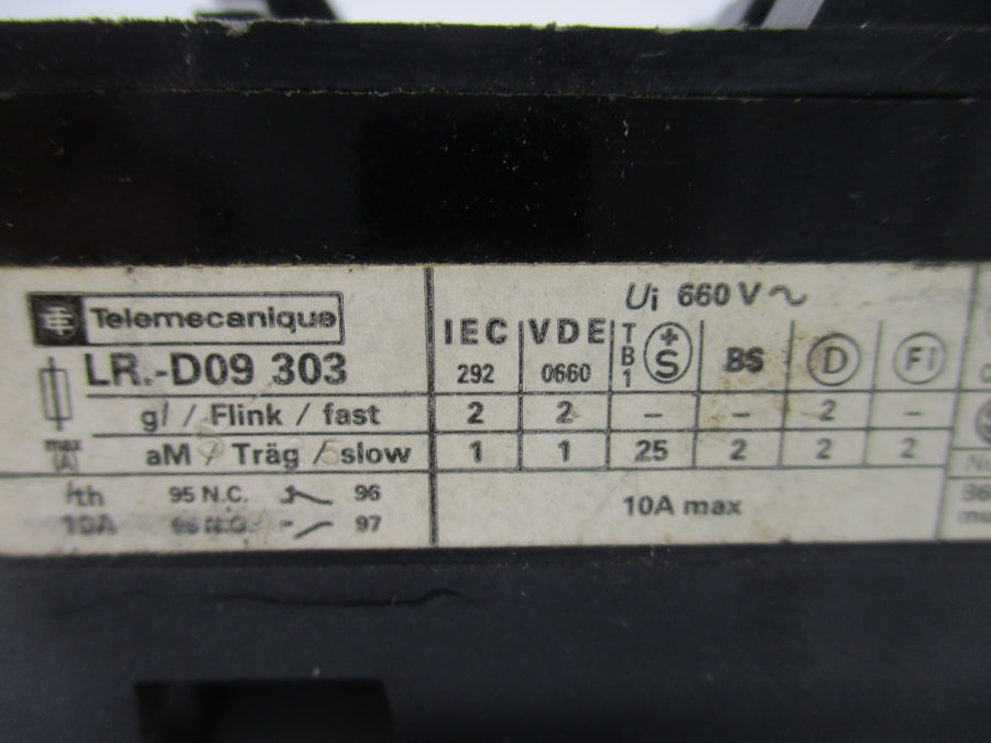 TELEMECANIQUE LR1-D09303 660VAC 0.25-0.40A UNMP