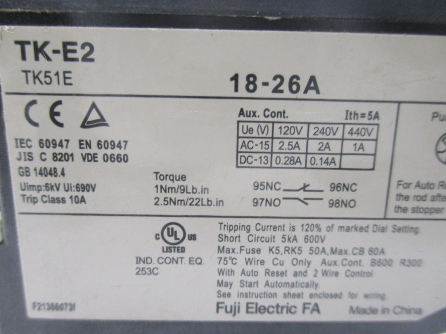 FUJI ELECTRIC TK-E2 690V 18-26A UNMP