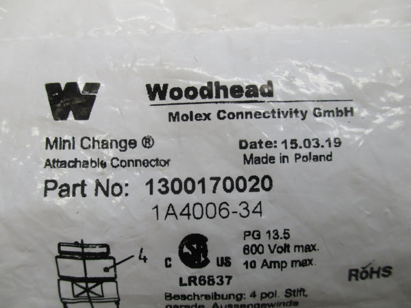 DANIEL WOODHEAD 1300170020 1A4006-34 600V 10A NSMP