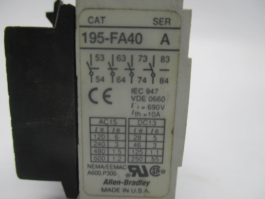 ALLEN BRADLEY 195-FA40 SER. A 690V 10A NSNP