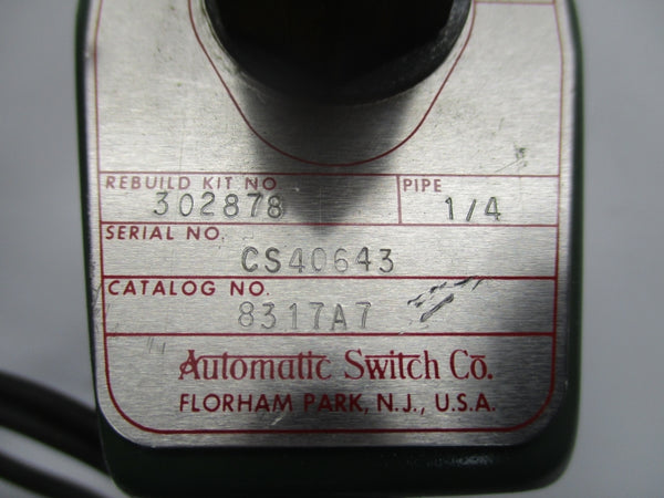ASCO 8317A7 110/120V 5-80PSI 1/4" NSNP