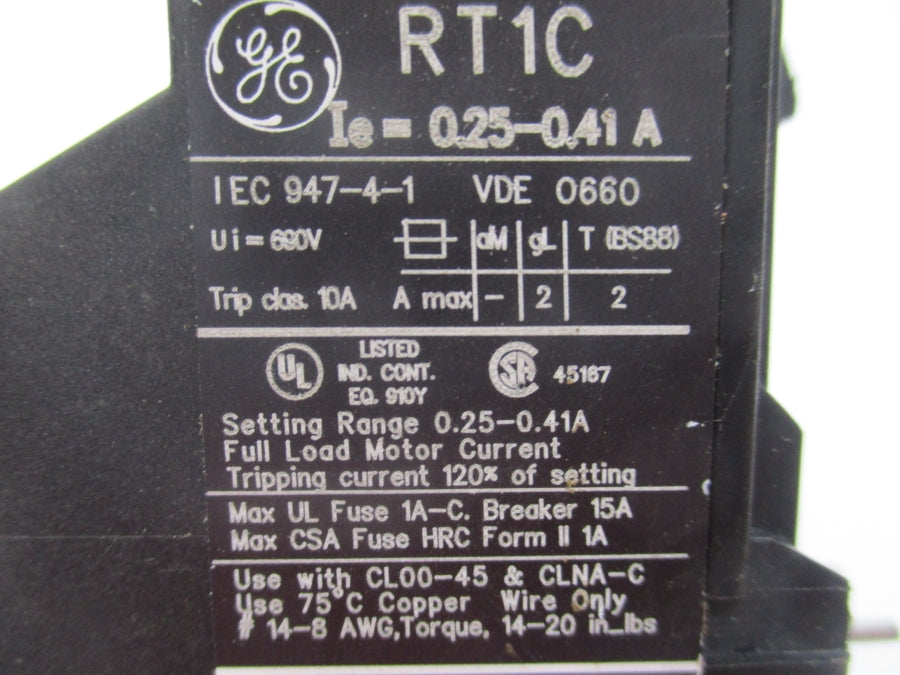 GENERAL ELECTRIC RT1C 690V 0.25-0.41 (AS PICTURED) NSNP