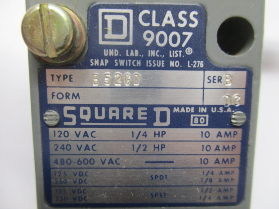 SQUARE D 9007B52GD SER. B 480-600VAC 10A (AS PICTURED) NSNP