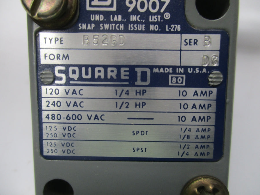 SQUARE D 9007B52GD SER. B 480-600VAC 10A (AS PICTURED) NSMP