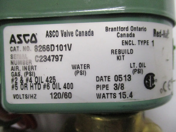 ASCO 8266D101V 120V 3/8" NSNP