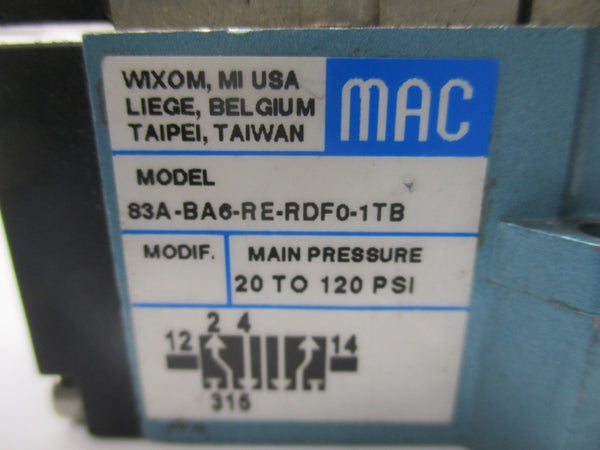 MAC 83A-BA6-RE-RDF0-1TB 24VDC 20-120PSI UNMP