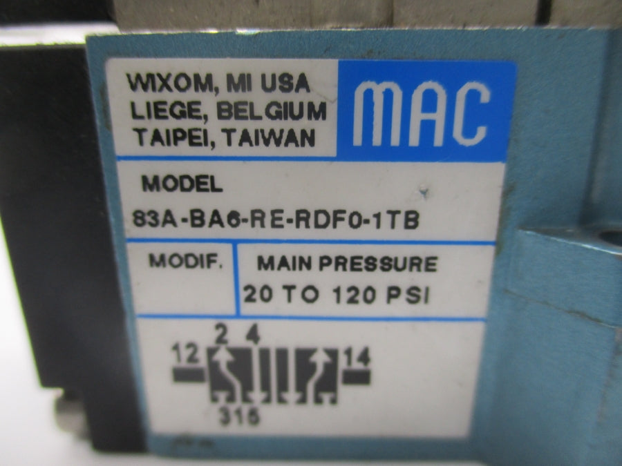 MAC 83A-BA6-RE-RDF0-1TB 24VDC 20-120PSI UNMP