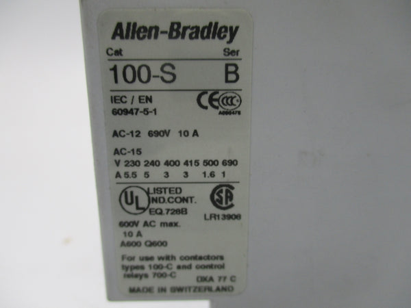 ALLEN BRADLEY 100-SB02 SER. B 600VAC 10A UNMP