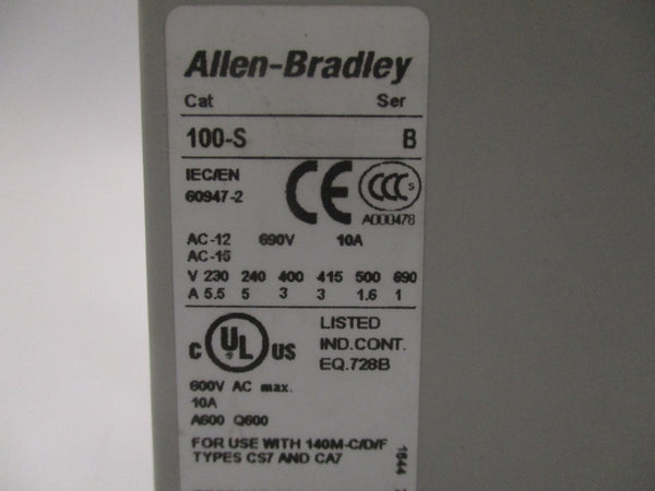 ALLEN BRADLEY 100-SB11 SER. B 600VAC 10A NSNP