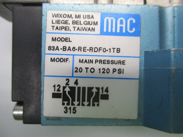 MAC 83A-BA6-RE-RDF0-1TB 20-120PSI 24VDC NSNP