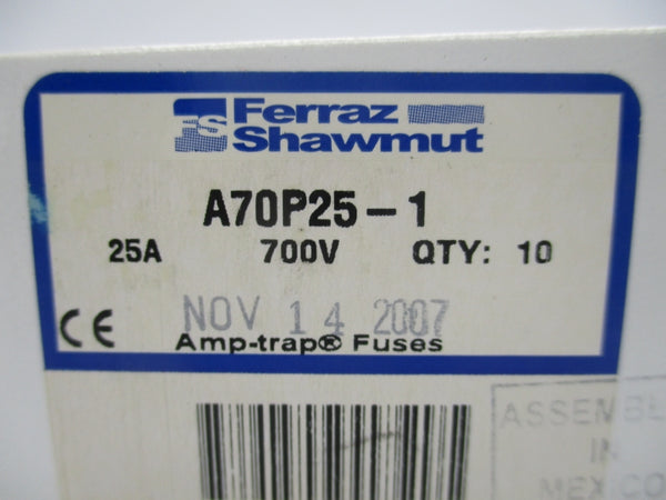 FERRAZ SHAWMUT A70P25-1 700V 25A (PKG OF 10) NSMP