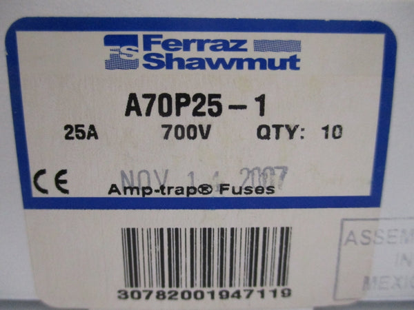 FERRAZ SHAWMUT A70P25-1 700V 25A (PKG OF 10) NSFS