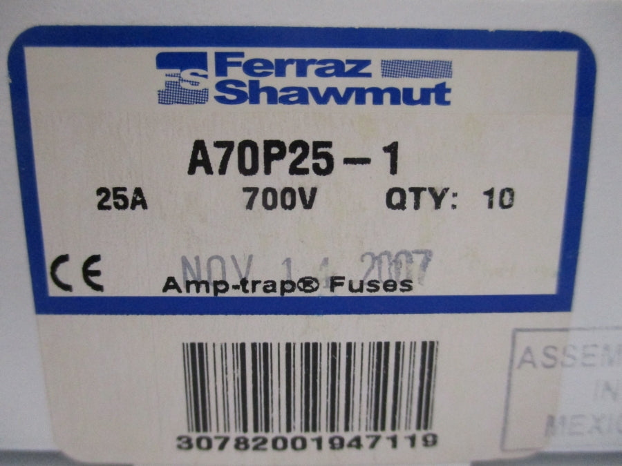 FERRAZ SHAWMUT A70P25-1 700V 25A (PKG OF 10) NSFS