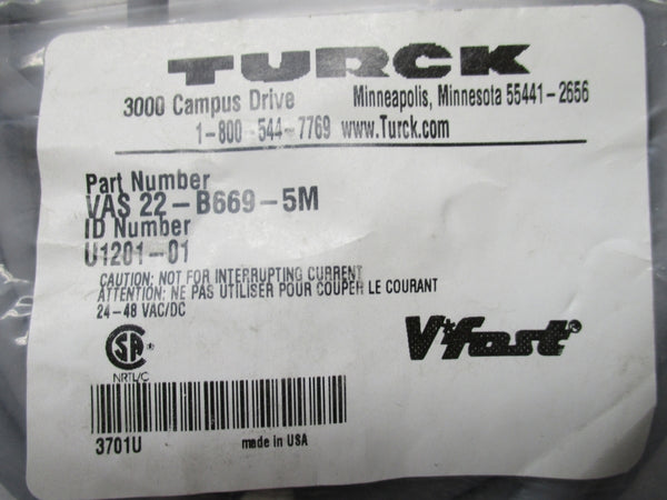 TURCK VAS22-B669-5M U1201-01 24-28VAC/DC NSMP