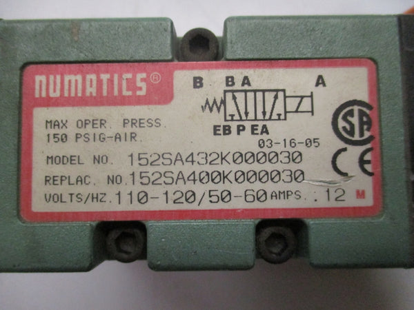 NUMATICS 152SA432K000030 110-120V 50-60A 150PSI UNMP