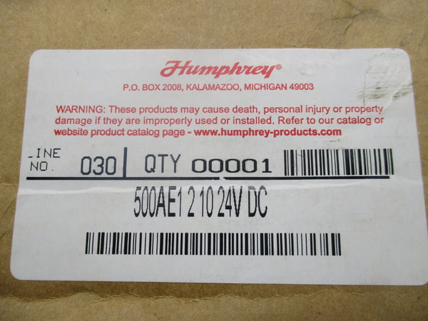 HUMPHREY 500AE121024VDC 24VDC 0-125PSI NSFS