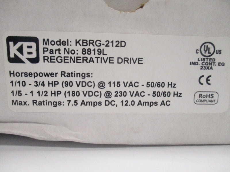 KB KBRG-212D (8819L) 115/230VAC 90/180VDC NSMP