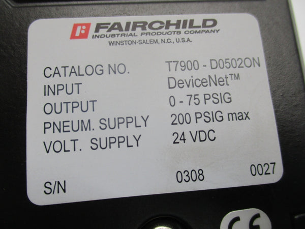 FAIRCHILD T7900-D0502ON 24VDC 200PSI NSNP