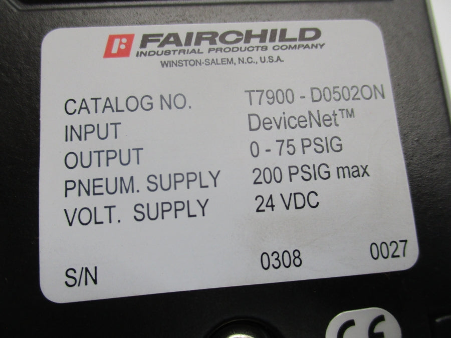 FAIRCHILD T7900-D0502ON 24VDC 200PSI NSNP