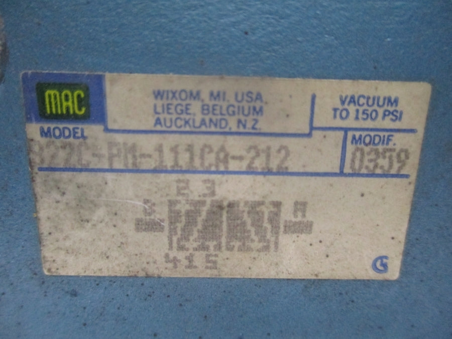 MAC 822C-PM-111CA-212 110/120V 150PSI UNMP