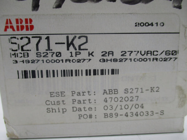 ABB S271-K2 277VAC 2A NSMP