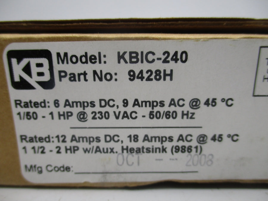 KB ELECTRONICS KBIC-240 9428H 230VAC 18A NSMP