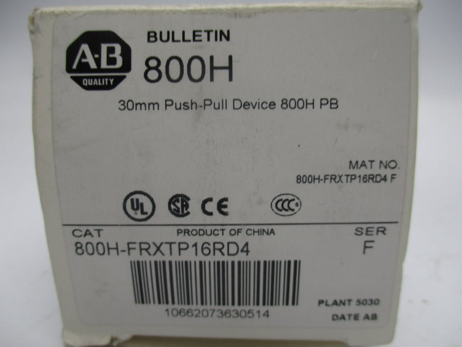 ALLEN BRADLEY 800H-FRXTP16RD4 SER. F 120V (WH) (NO ACCESSORIES) NSMP