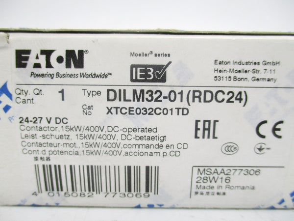 EATON XTCE032C01TD DILM32-01 (RDC24) 24-27VDC 45A NSMP