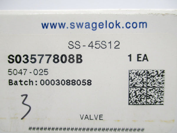 SWAGELOK SS-45S12 2500PSI NSMP