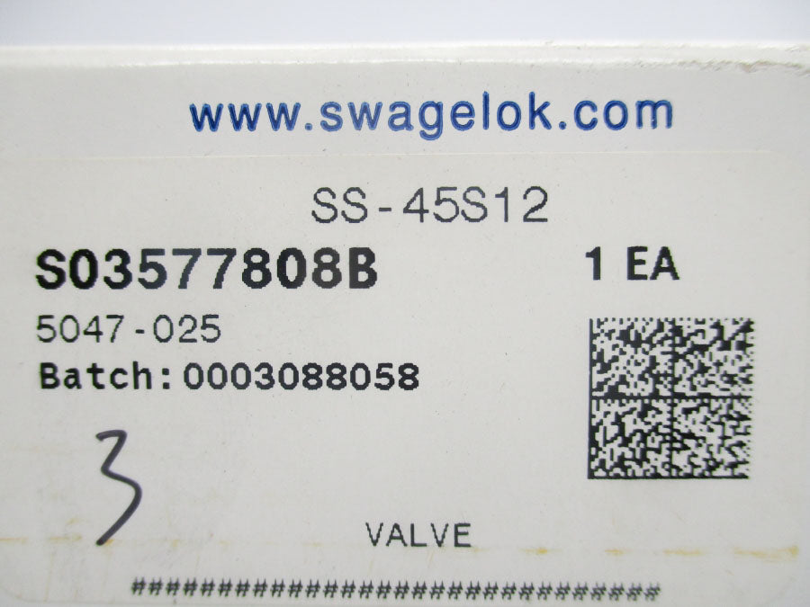 SWAGELOK SS-45S12 2500PSI NSMP