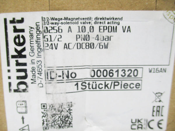 BURKERT 0256-A-10,0-EPDM-VA 00061320 24VAC NSMP