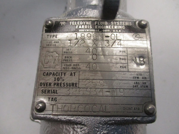 TELEDYNE 1896M-0L 40PSI 1/2"X3/4" NSNP