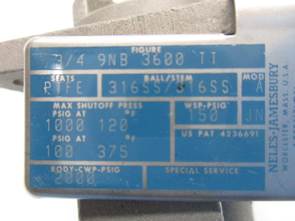 JAMESBURY 9NB3600TT 2000PSI 3/4" NSNP