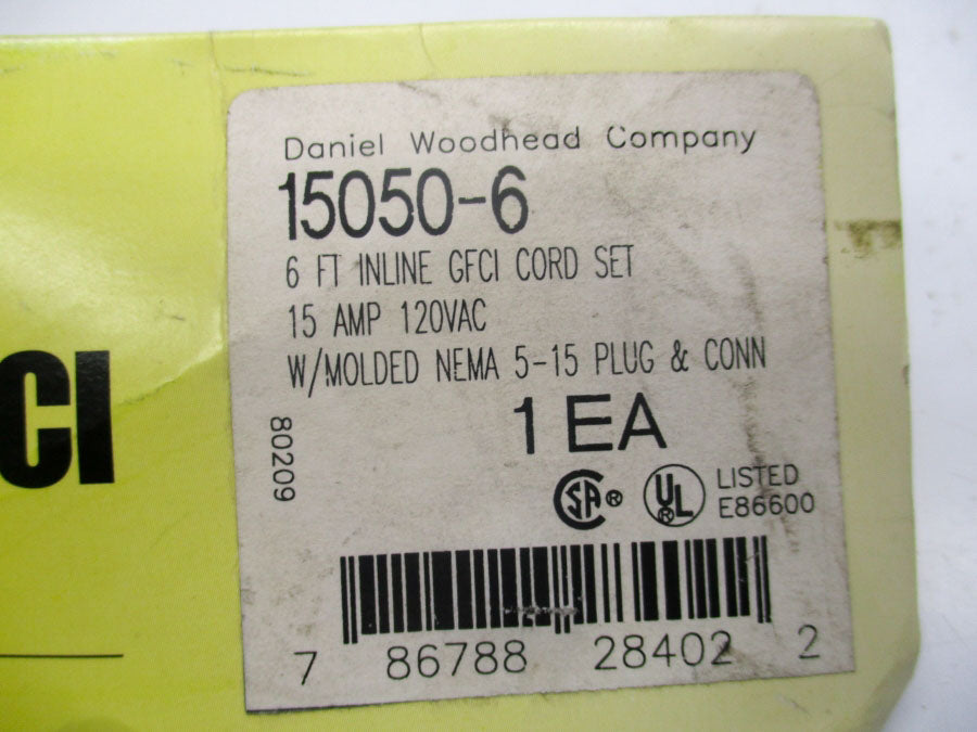 DANIEL WOODHEAD 15050-6 120VAC 15A NSMP