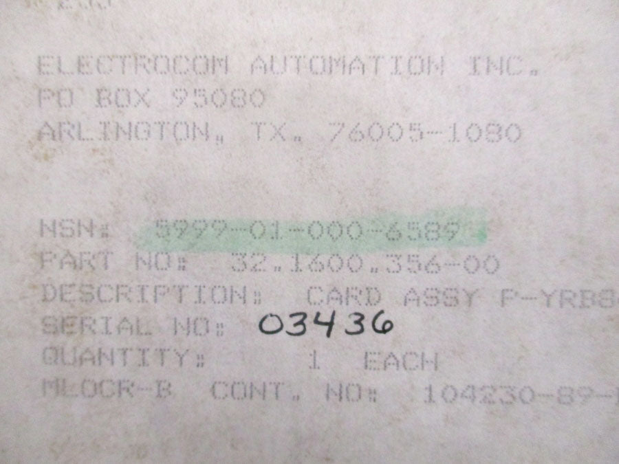 ELECTROCOM AUTOMATION P-YRB84 32.1600.356-00 NSMP