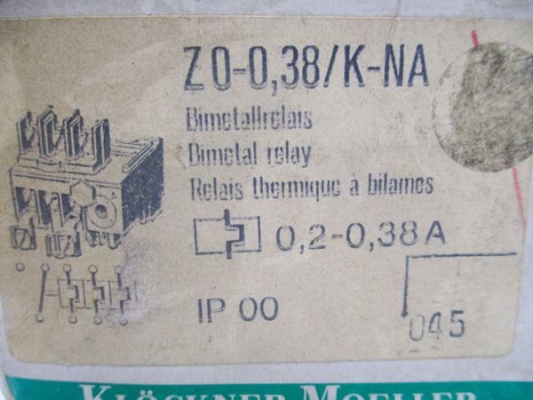 KLOCKNER MOELLER Z0-0,38/K-NA 600VAC 0,2-0,38A NSMP