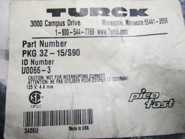 TURCK PKG3Z-15/S90 U0066-3 125V 4A NSMP