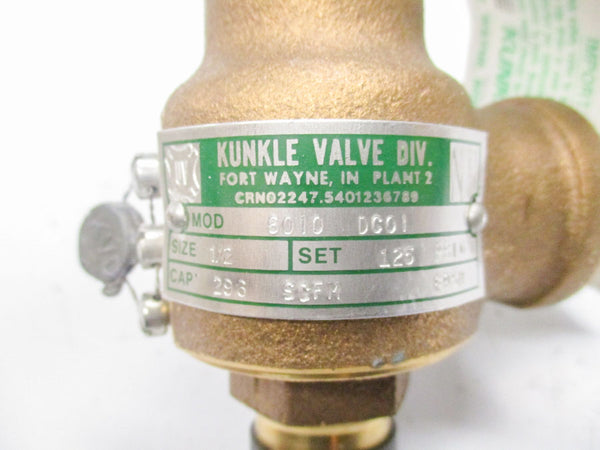 KUNKLE VALVE 6010DC01-KM0125 125PSI 1/2" NSMP
