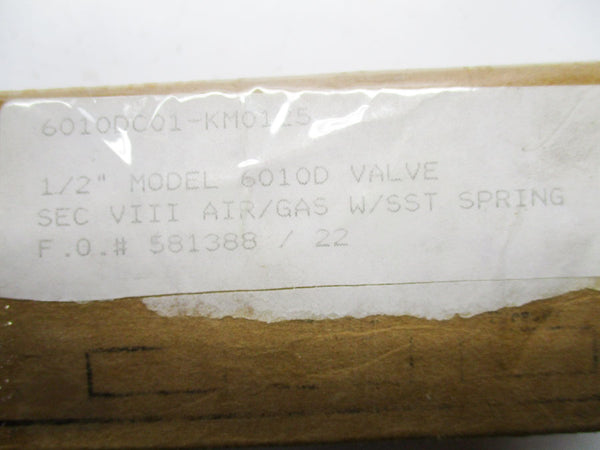 KUNKLE VALVE 6010DC01-KM0125 125PSI 1/2" NSMP