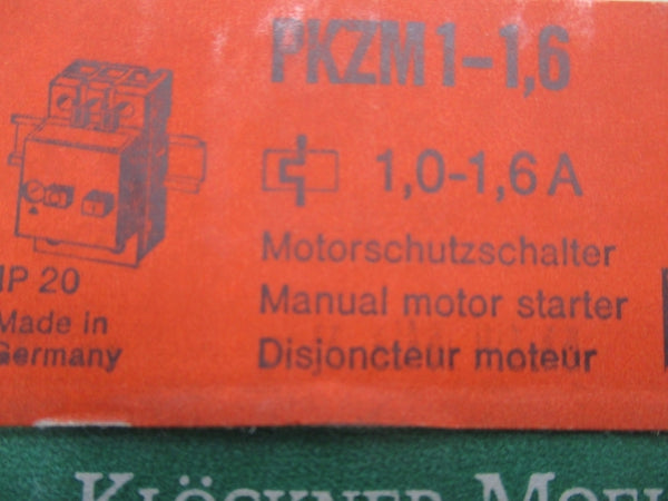 KLOCKNER-MOELLER PKZM1-1,6 660VAC 1.0-1.6A NSMP