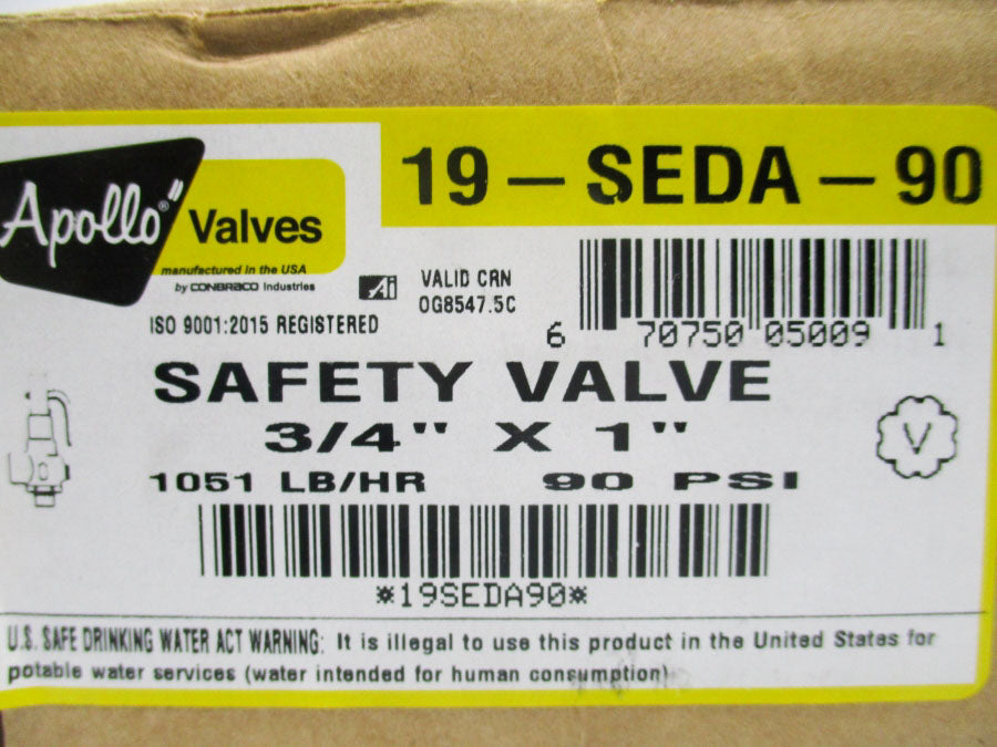 APOLLO VALVES 19-SEDA-90 90PSI 3/4" NSMP