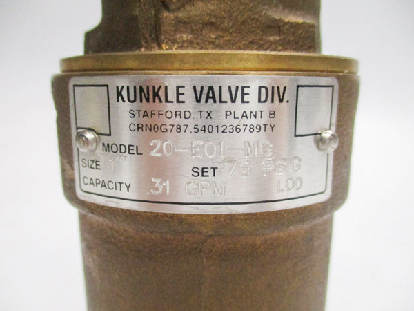 KUNKLE VALVE 20-E01-MG 75PSI NSNP