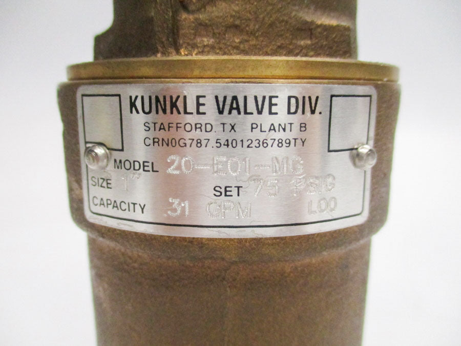 KUNKLE VALVE 20-E01-MG 75PSI NSNP