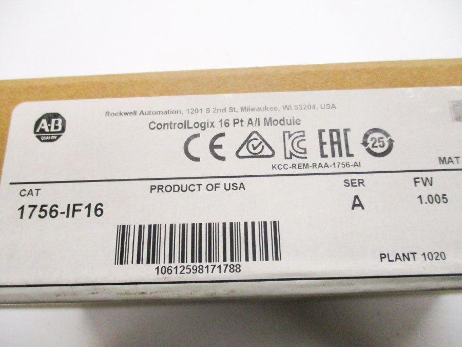 ALLEN BRADLEY 1756-IF16 SER. A F/W 1.005 DATE: 2018 NSFS